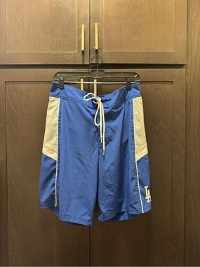Blue LA Dodgers Athletic Swim/Board Shorts with Cream Panels inside lining